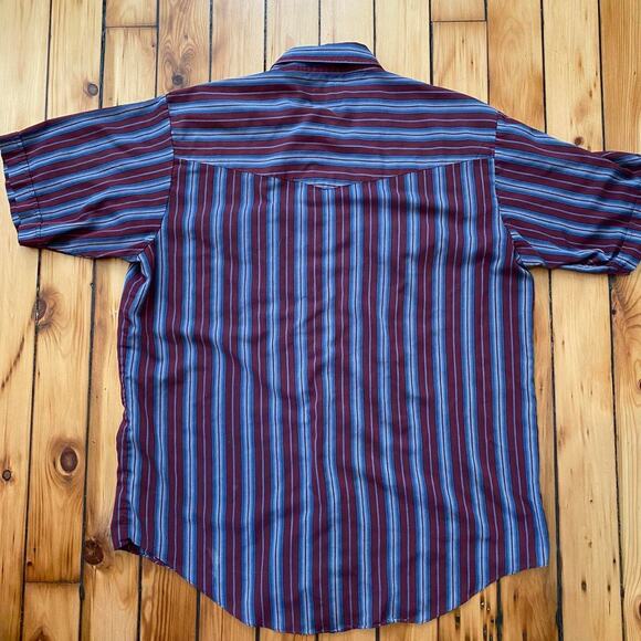 Vintage 1980s Plains Western Wear Pearl Snap Button Up Short Sleeve Shirt L - Picture 3 of 4